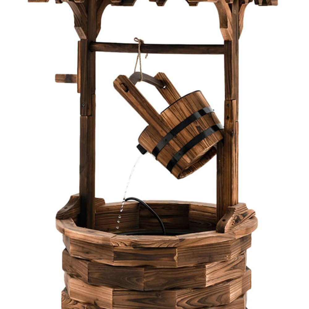 Costway Rustic Brown Wooden Electric Wishing Well Fountain Image 3