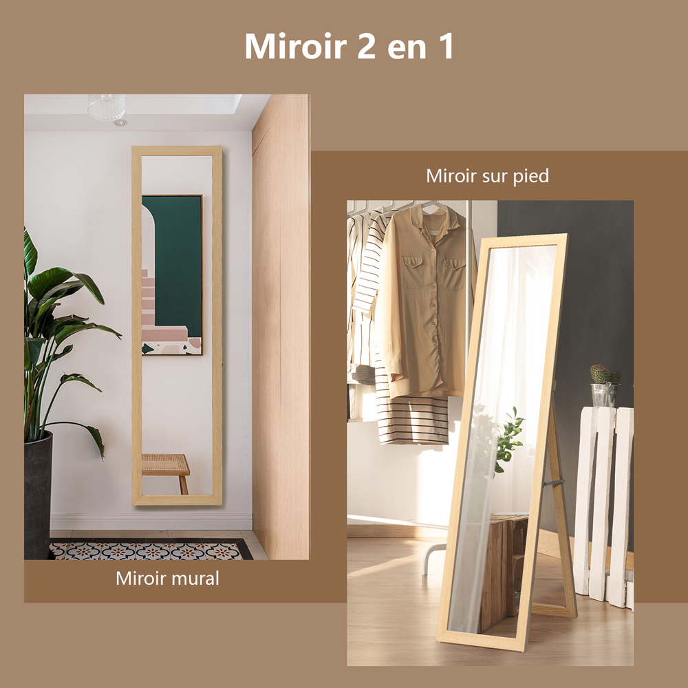 Costway Natural Wooden Full Length Mirror 153 x 37cm Image 8