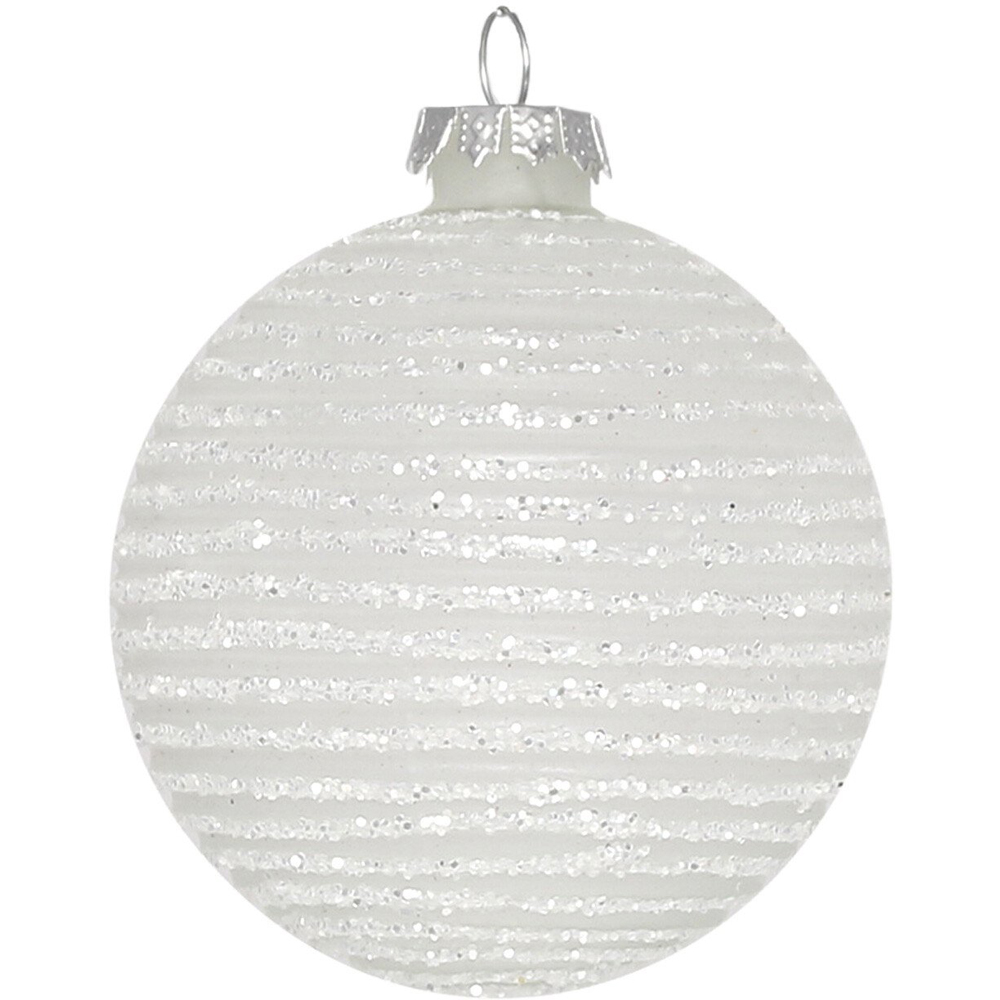 Single Alpine Lodge White Glitter Frosted Bauble in Assorted styles Image 2