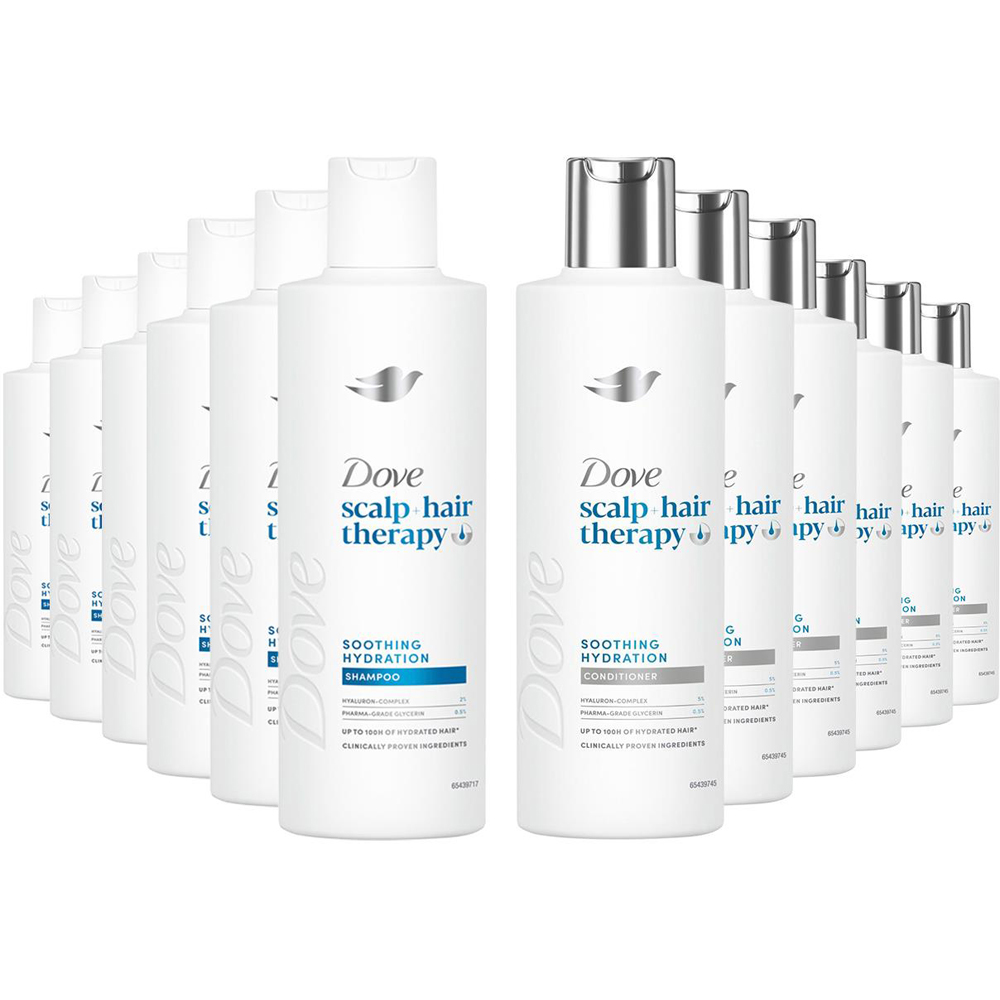 Dove Scalp+Hair Therapy Soothing Hydration Shampoo and Conditioner Duo 250ml 6 Pack Image 1