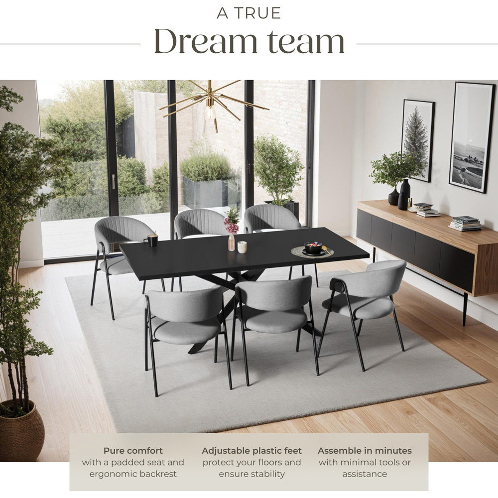 tectake Bedano Set of 6 Grey Dining Chair Image 5