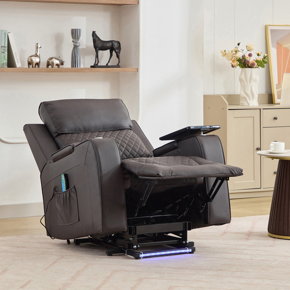 Artemis Home Byron Brown Leather Massage and Heat Electric Riser Recliner Chair Image 6