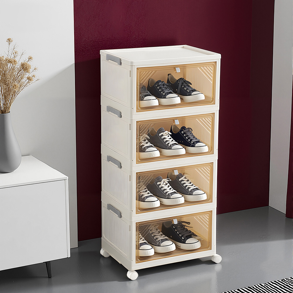 Living and Home 4 Tier Plastic Hallway Shoe Cabinet Image 7