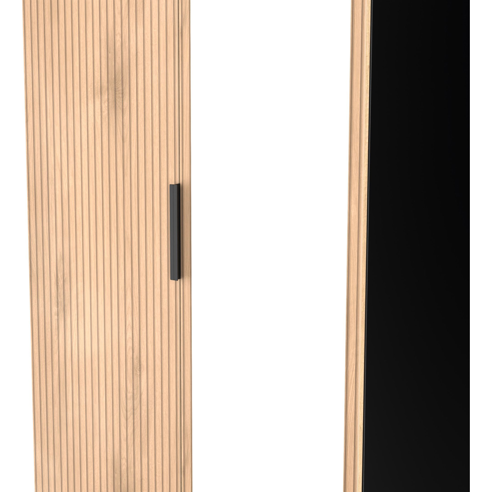 Crowndale Java 2 Door Slatt Effect and Black Tall Mirrored Wardrobe Ready Assembled Image 5