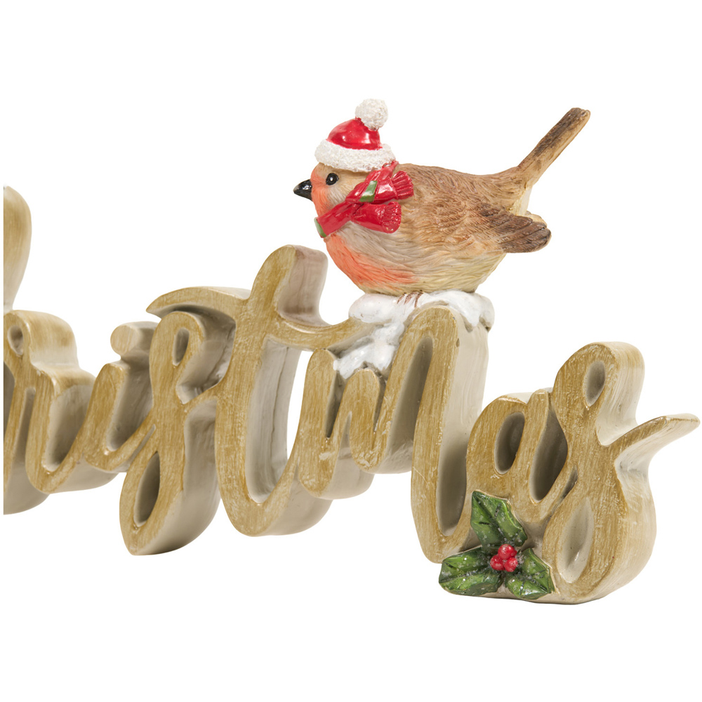 Merry Christmas Robin-Themed Ornament Natural Image 4