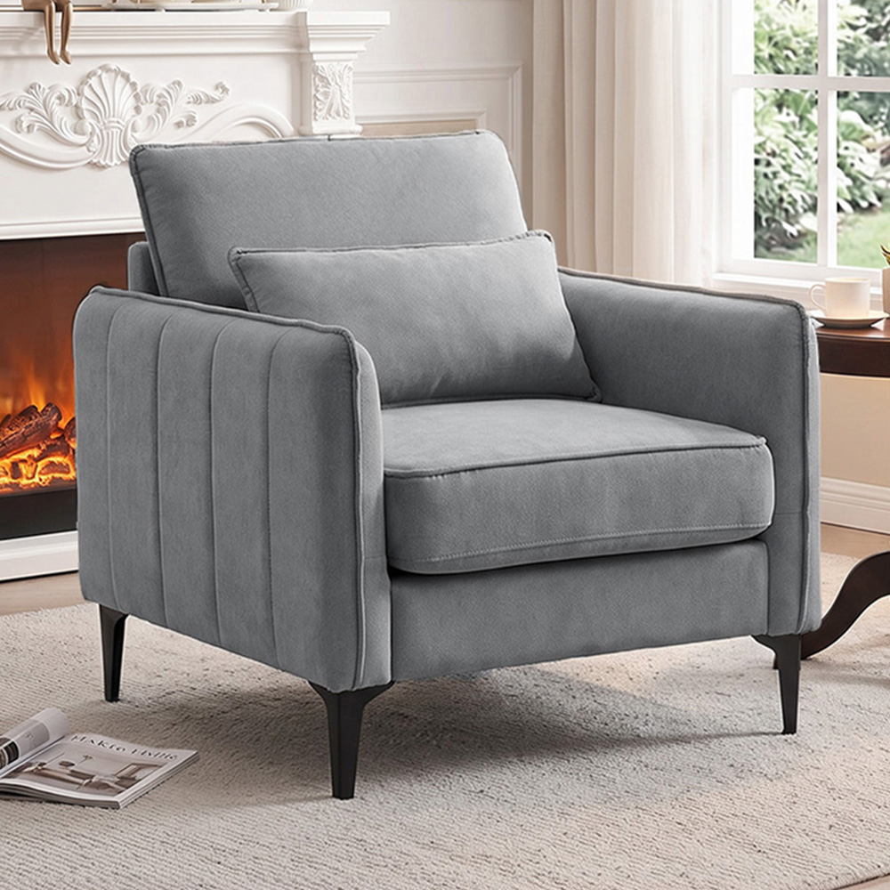 Living and Home Dark Grey Chenille Sofa Chair Image 1