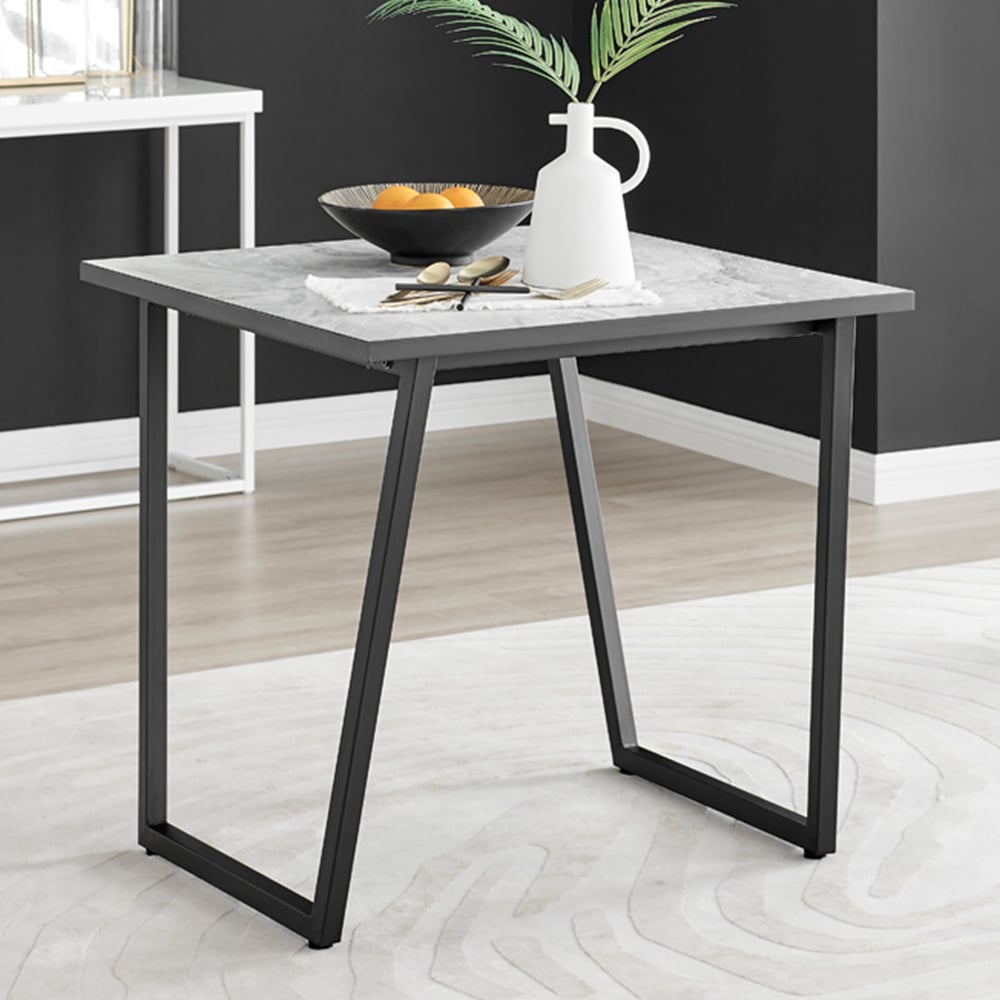 Furniturebox Copeland Fontana Marble Effect 2 Seater Dining Set White Cappuccino and Chrome Image 2