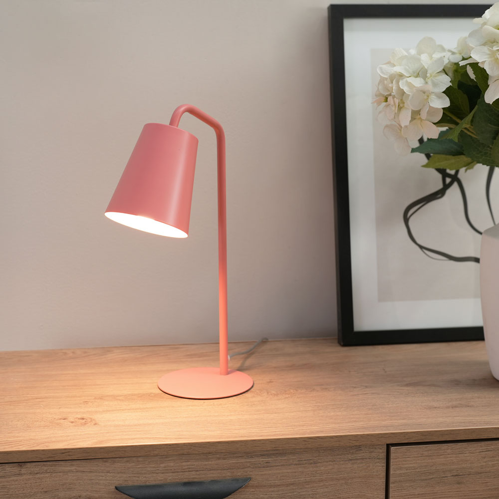 ValueLights Bibi Pastel Pink Arched LED Table Lamp Image 2