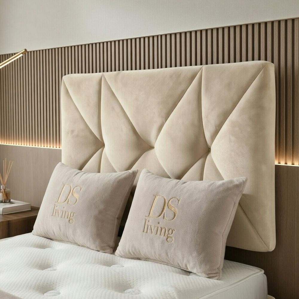 DS Living Eclipse Super King Size Cream Plush Velvet Ottoman Bed Image 4