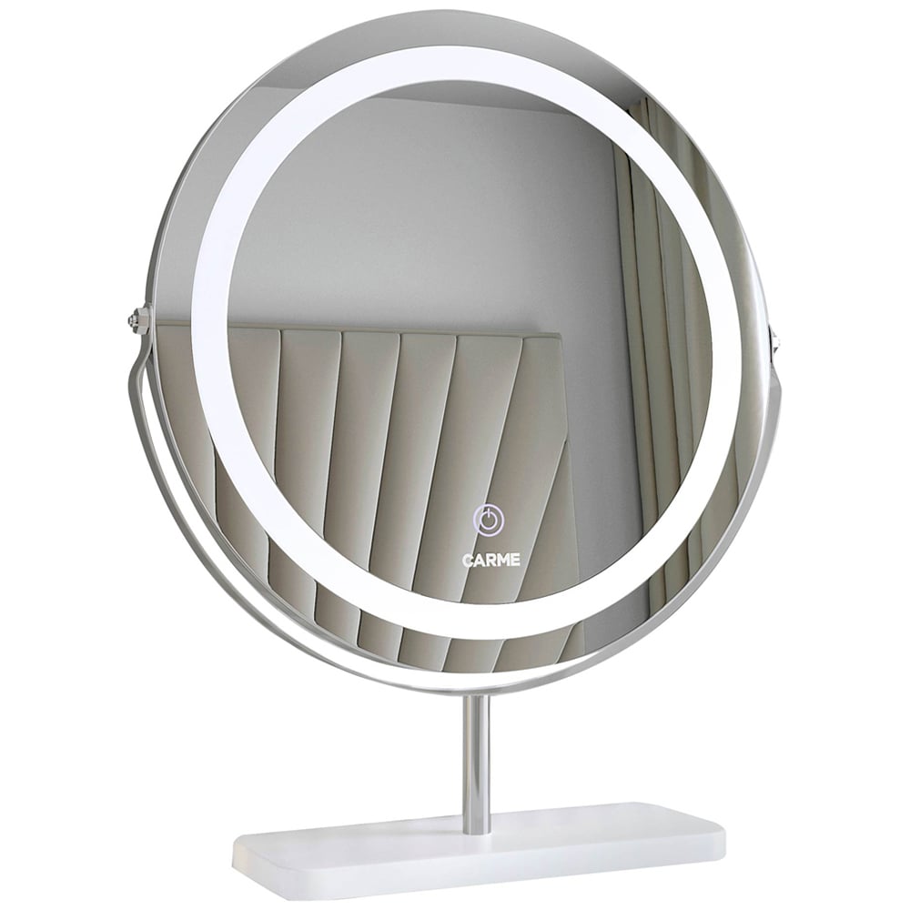 CARME Home Ava LED Marble Silver Touch Sensor Light Mirror Image 1