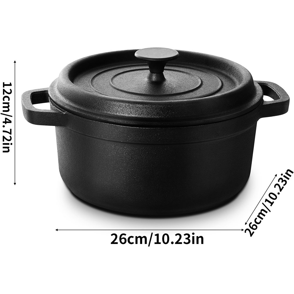 Living and Home Pre-Seasoned Cast Iron Dutch Oven with Lid 5L Image 6