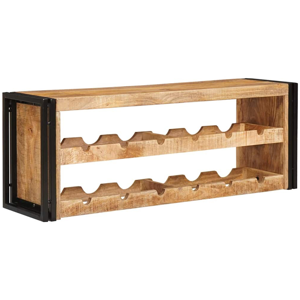 vidaXL 12 Bottle Brown Solid Rough Mango Wood Wall Mounted Wine Rack Image 5