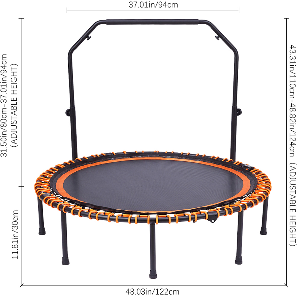 H&O Direct 48 inch Trampoline with Adjustable U Shaped Handle Image 5