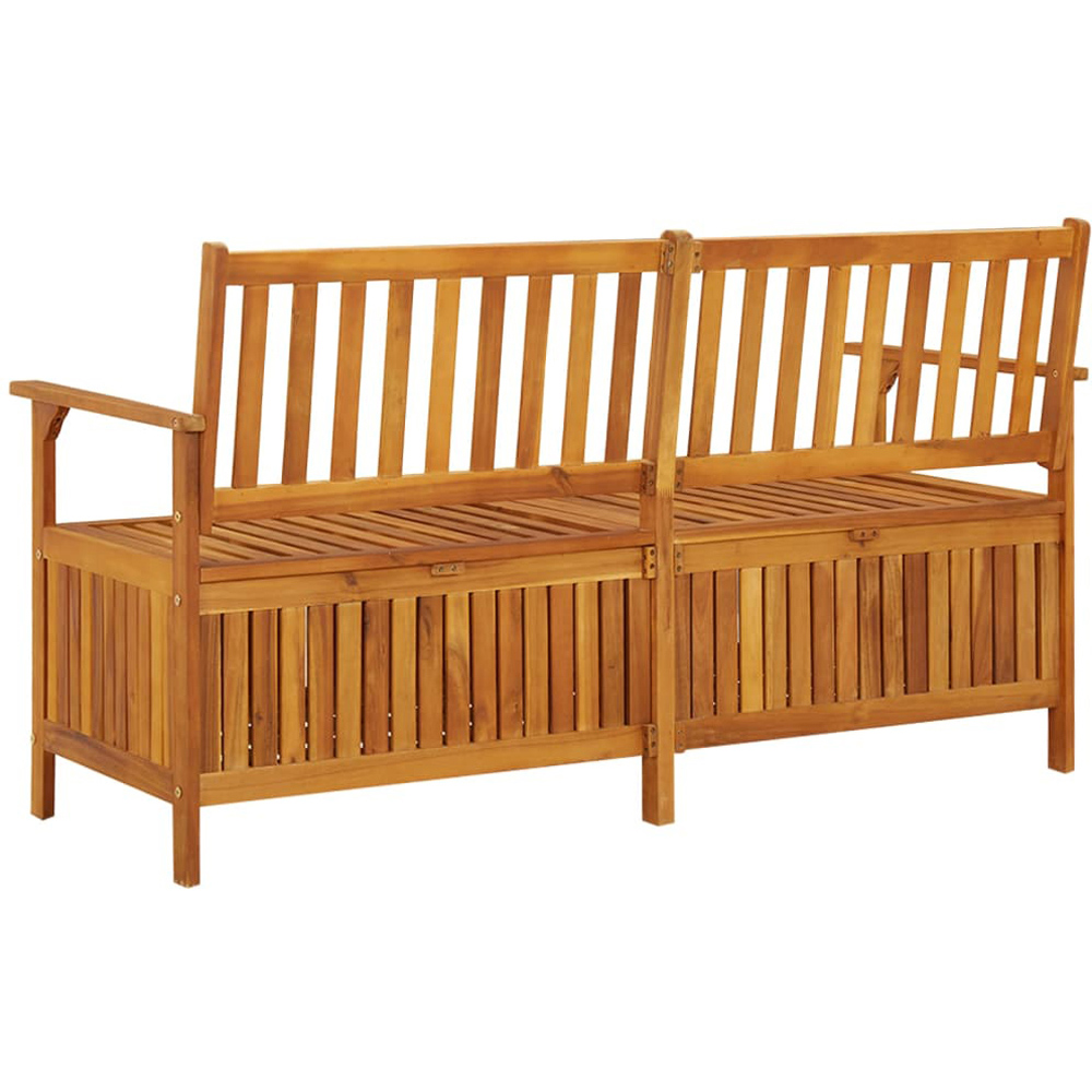 vidaXL 2 Seater Brown Solid Acacia Wood Garden Storage Bench Image 4