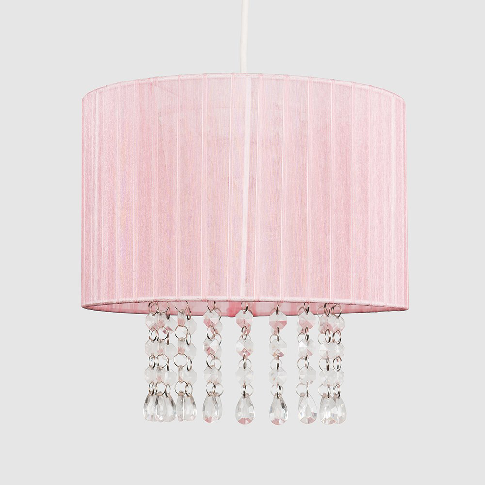 ValueLights Oba Dusky Pink with Droplets Ceiling Pendant Lamp Shade Image 3