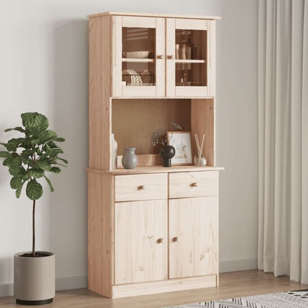 vidaXL 4 Door 2 Drawer Single Shelf Solid Pine Wood Highboard Image 1