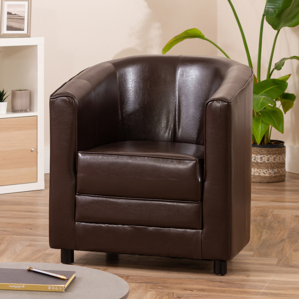 Artemis Home Aspen Brown Faux Leather Tub Chair Image 3