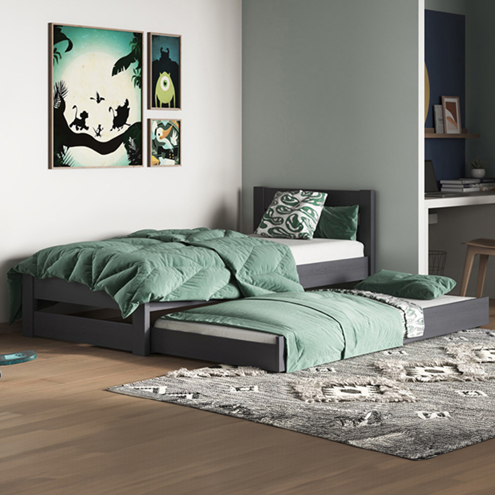 Noomi Tera Single Grey Guest Bed with Trundle Image 3