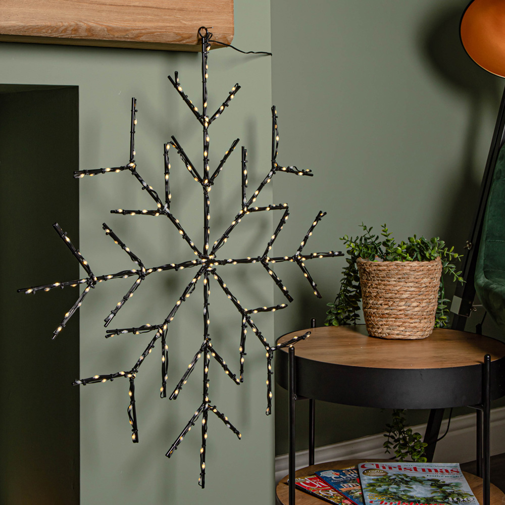 Samuel Alexander Warm White Metal Hanging Snowflake Christmas Decoration 76cm Image 4
