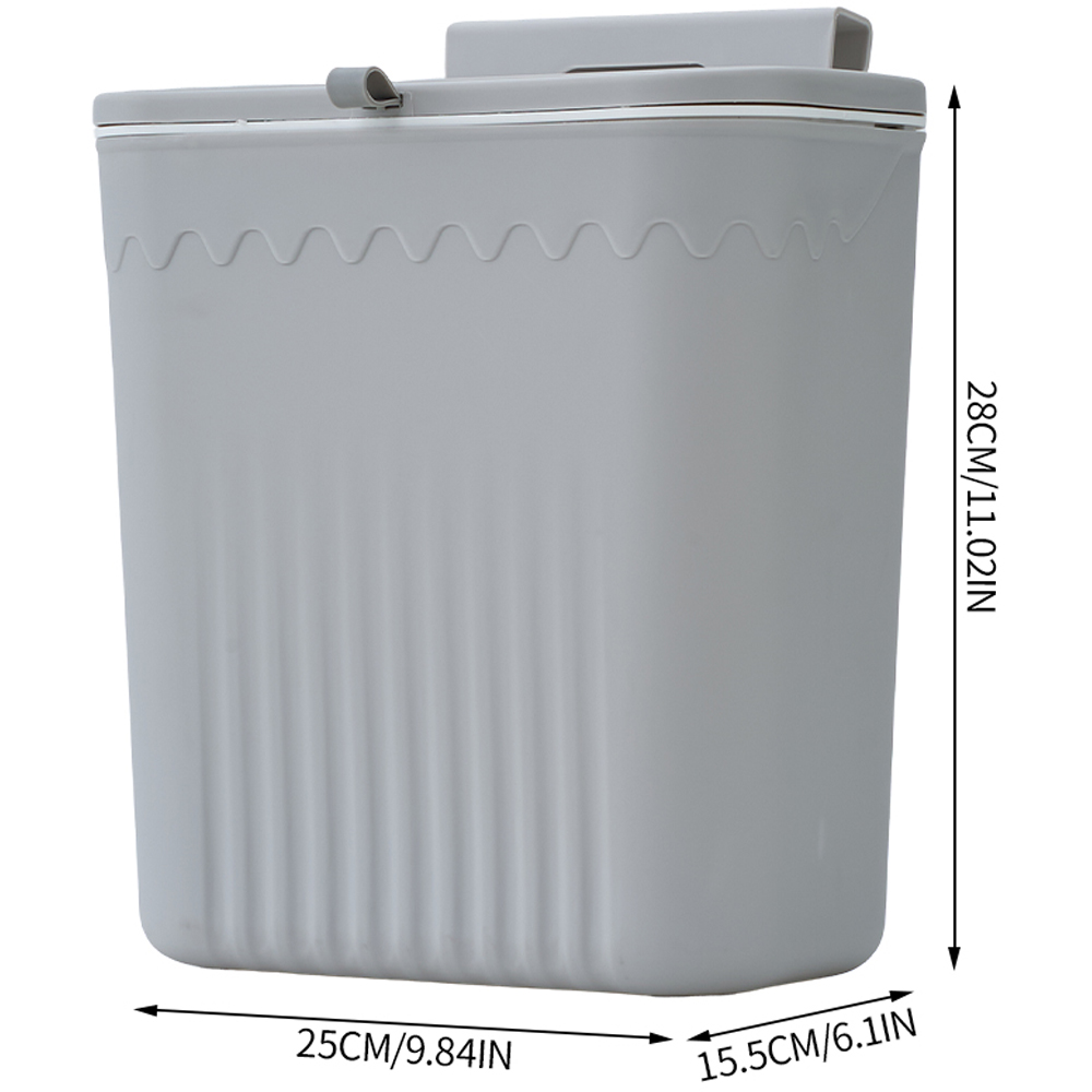 Living and Home Grey Wall-Mounted Waste Bin with Lid 28cm Image 8