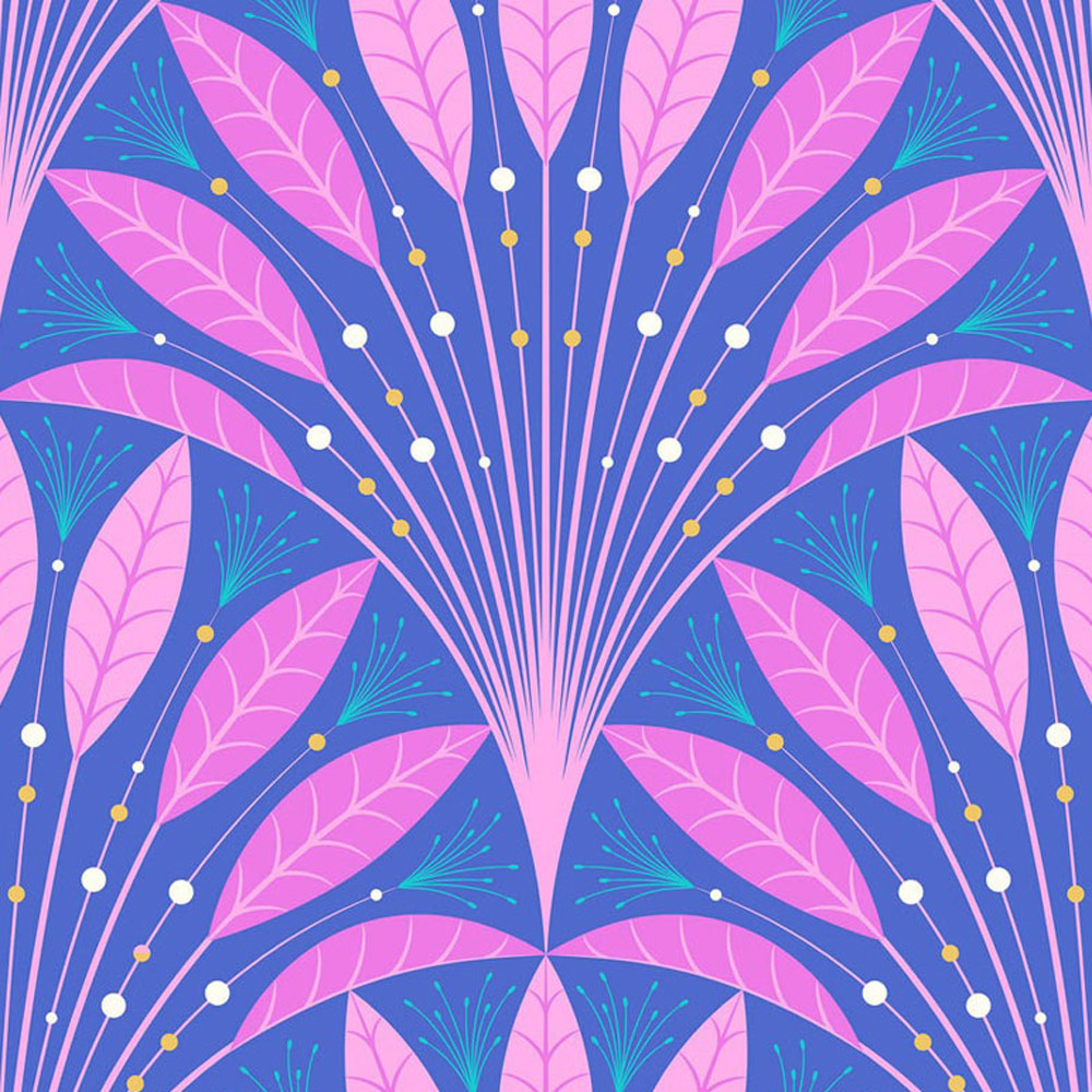 Bobbi Beck Eco Luxury Art Deco Leaf Fan Pink Wallpaper Image 1