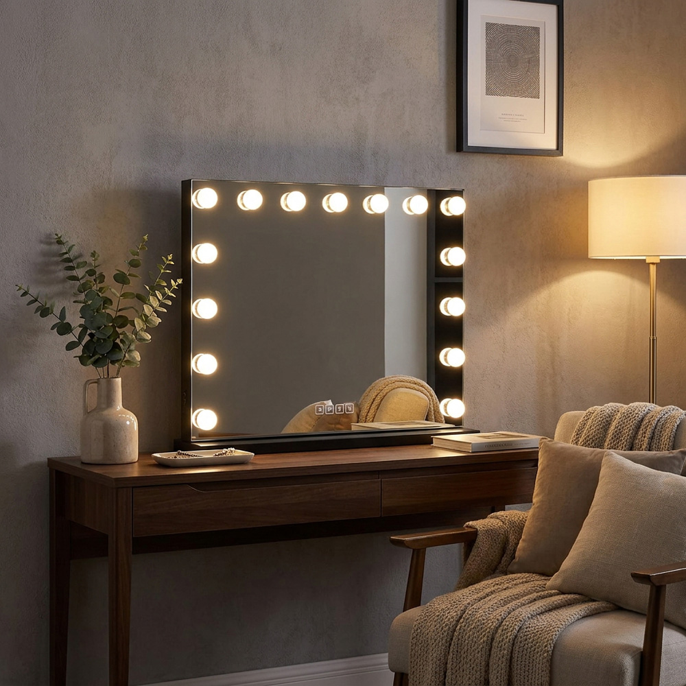 Hollywood LED Wireless Vanity Mirror Black Image 2