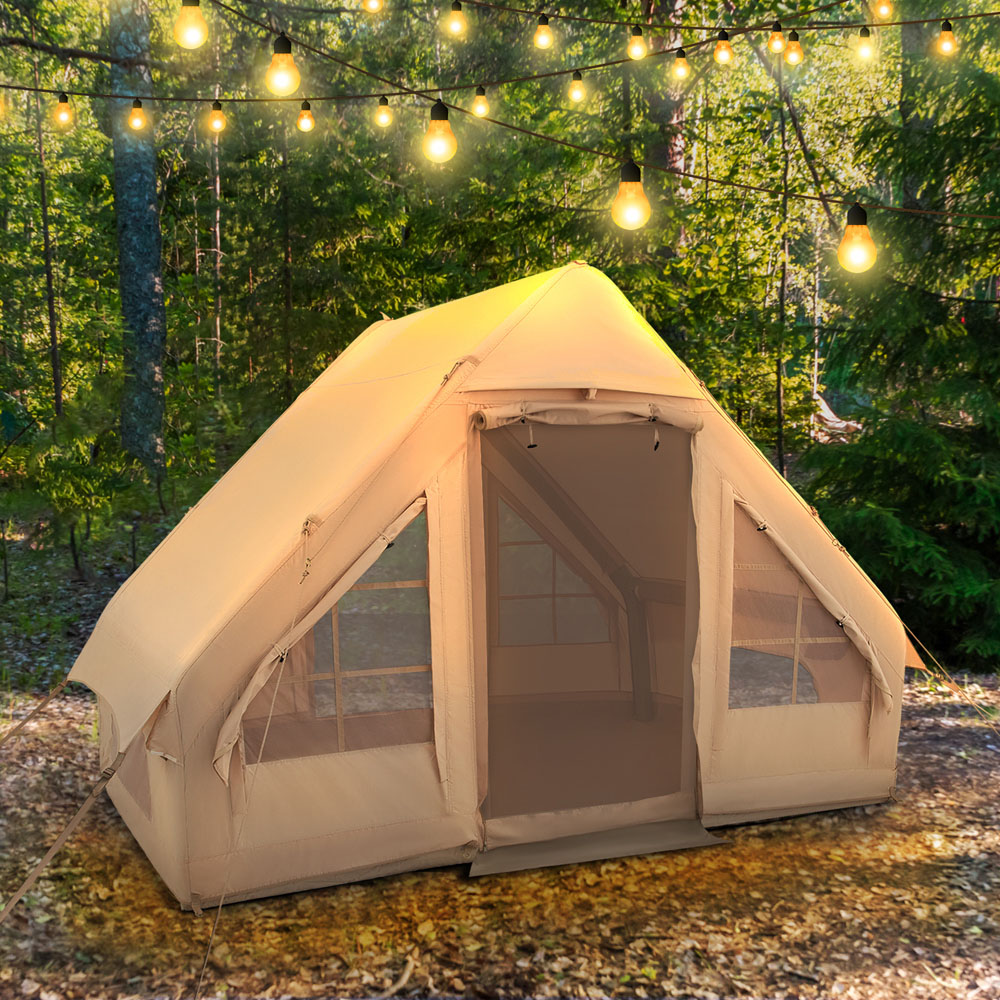 Costway 6 Person Beige Inflatable Camping Tent Image 2