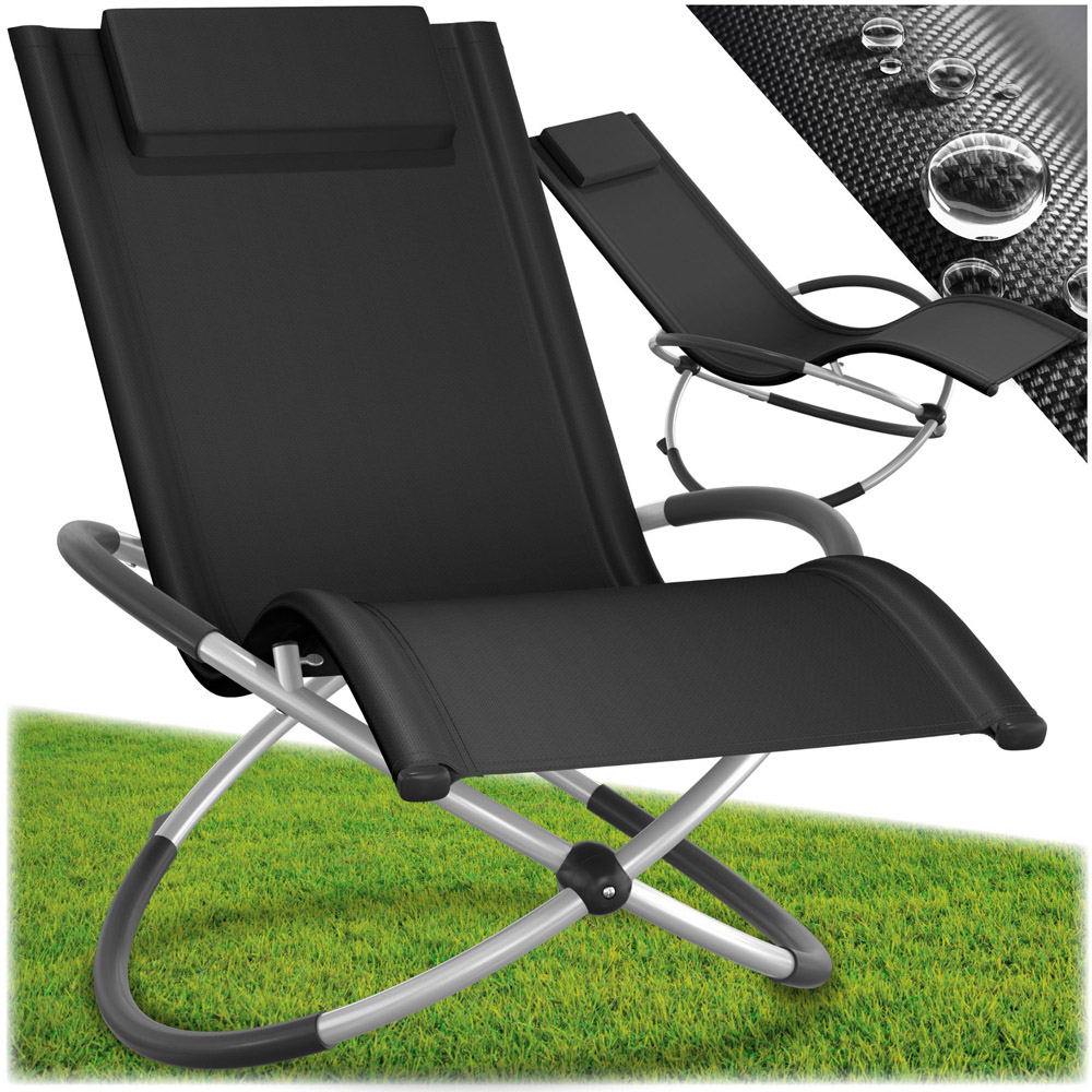 tectake Paulina Black Foldable Sun Lounger with Cushion Image 2
