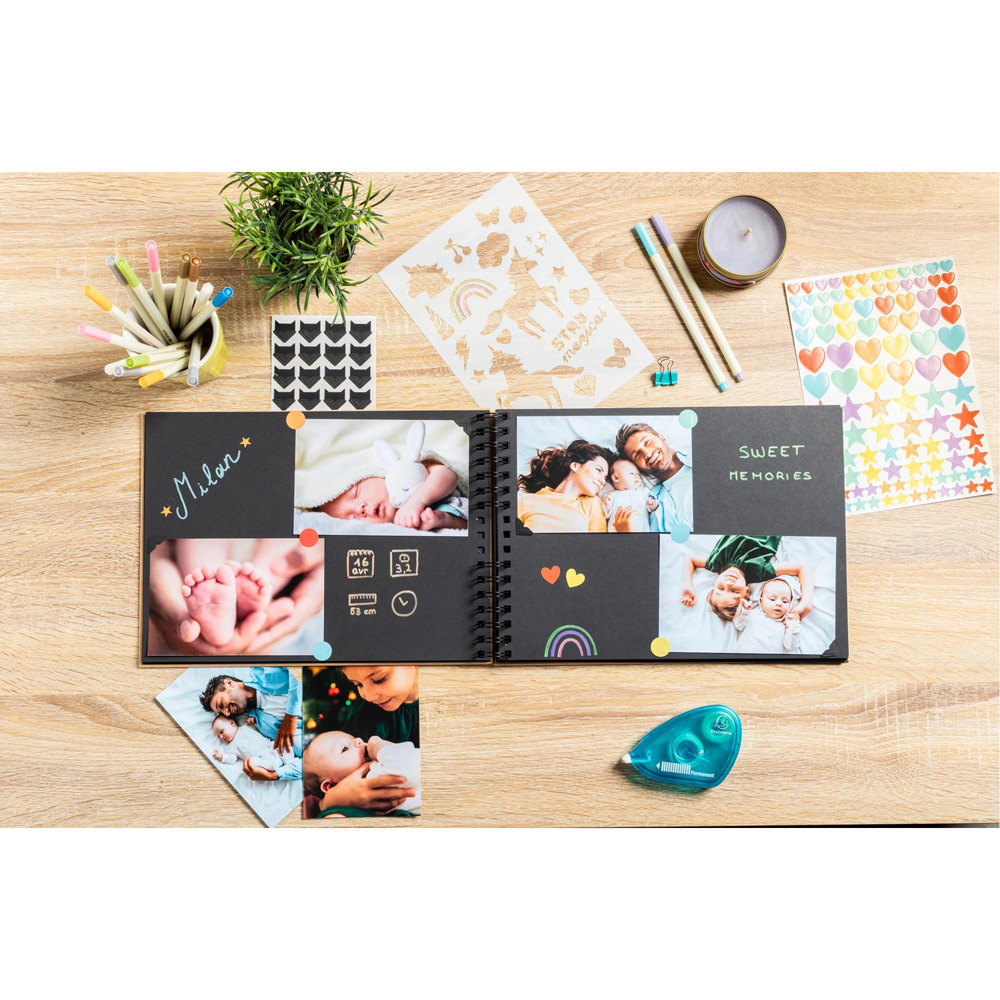 Exacompta Scrap-Addict Black Spiral Scrapbook Kit 70 Pages 210 Photos Image 2