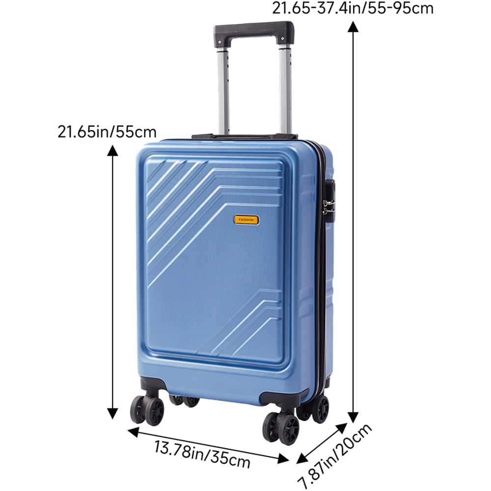 H&O Direct 20 inch Blue Hard Shell Suitcase with Combination Lock Image 6