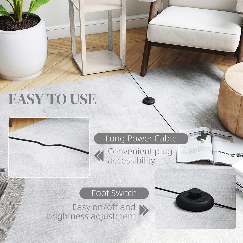 Portland 4 Shelf Oak LED Floor Lamp with Foot Switch Image 8