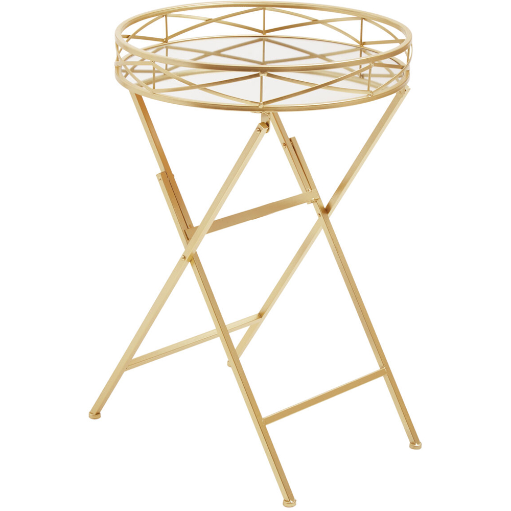 Premier Housewares Jolie Gold Round Tray Table Image 2