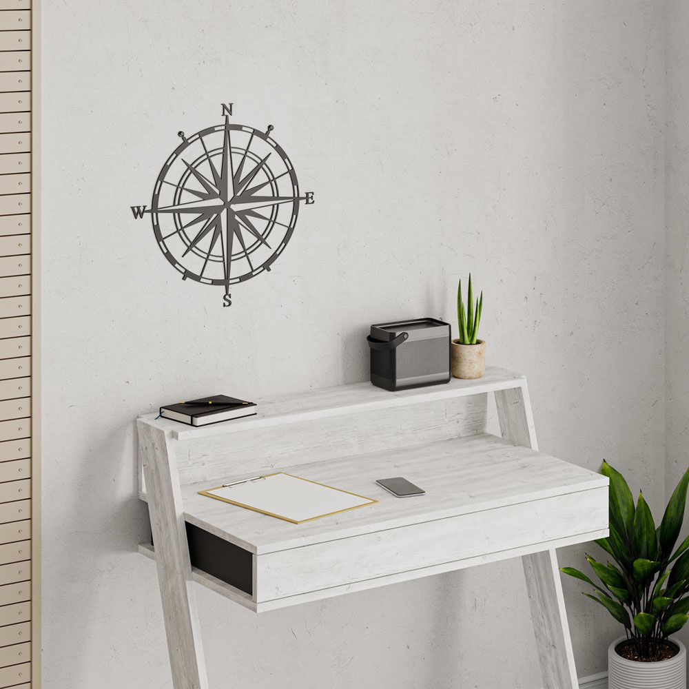 Decortie Black Compass Theme Metal Wall Art Image 5