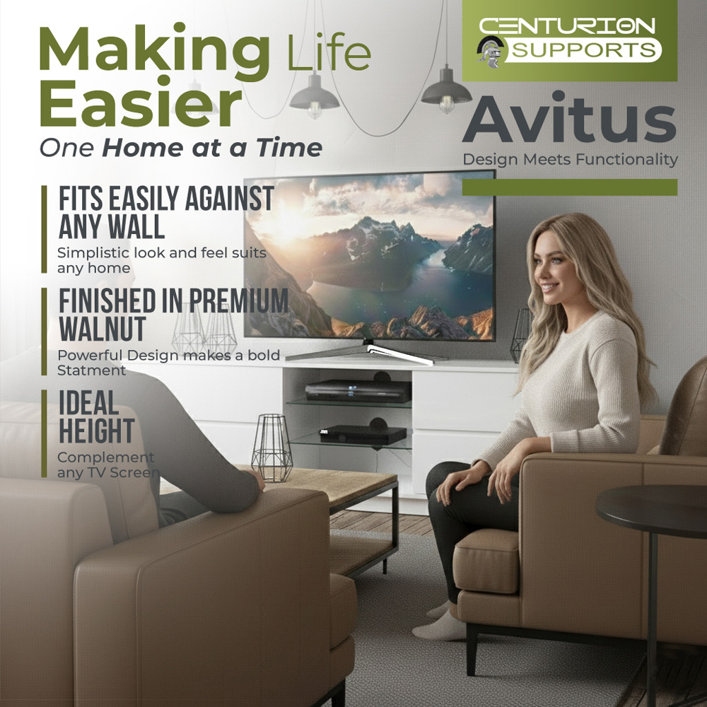 Centurion Supports Avitus 4 Drawer 3 Shelf Premium High Gloss White TV Unit Image 5