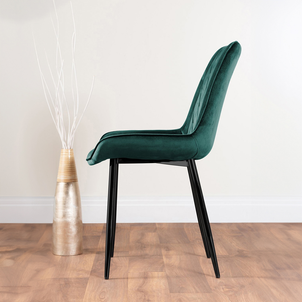 Furniturebox Lucia Cesano 6 Seater Dining Set Black Gloss and Green Image 4