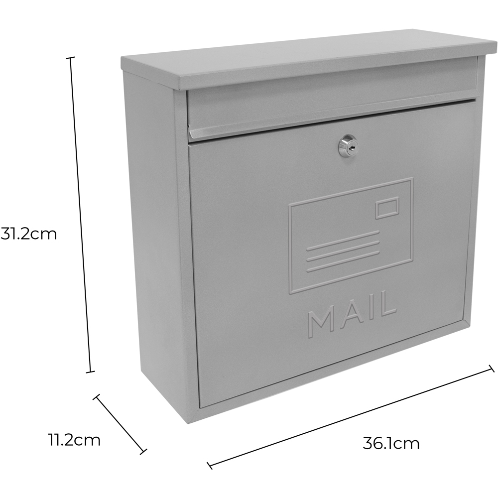 GardenKraft Elegance Silver Galvanised Steel Wall Post Box Image 9