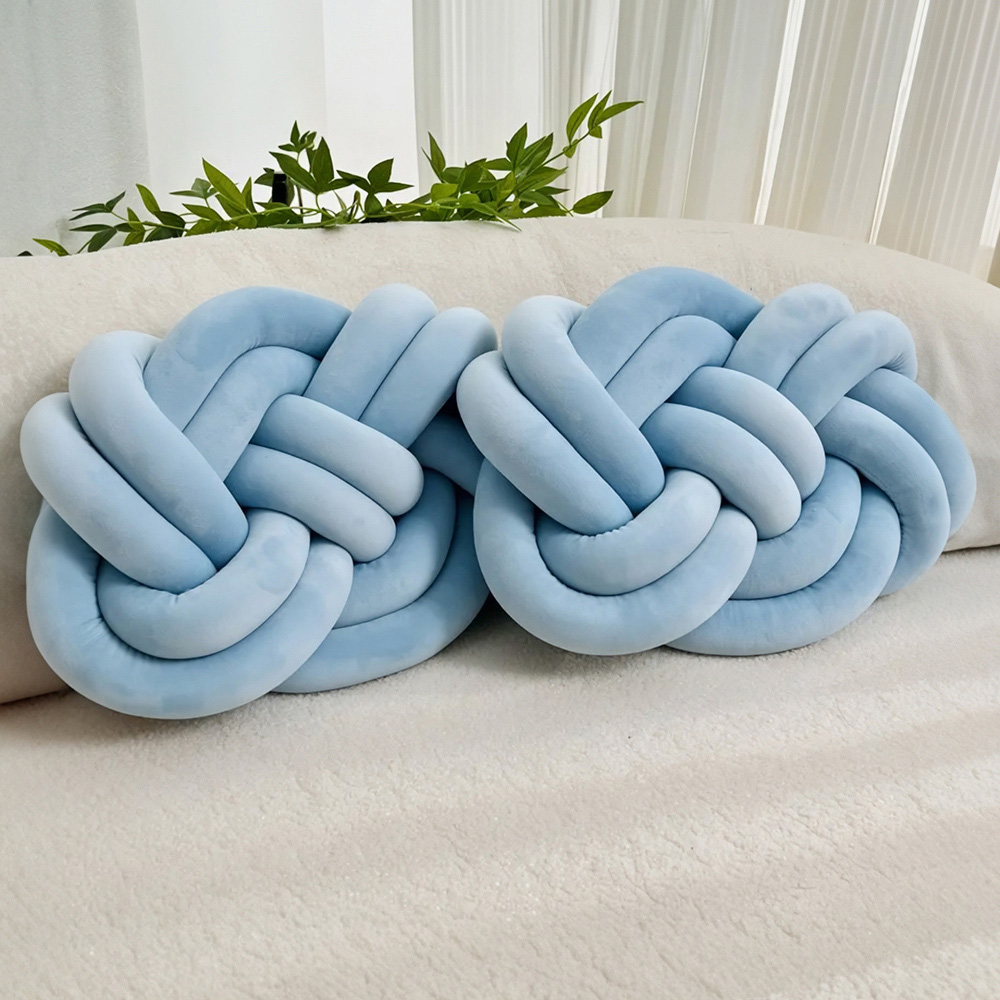 Living and Home Sky Blue Knotted Sofa Cushion 35 x 45cm 2 Pack Image 2