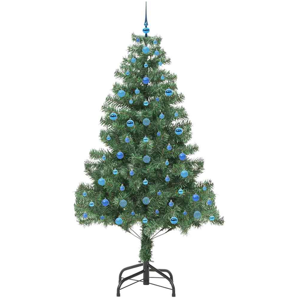 vidaXL Pre-Lit Blue Baubles Green Artificial Christmas Tree 7ft Image 4