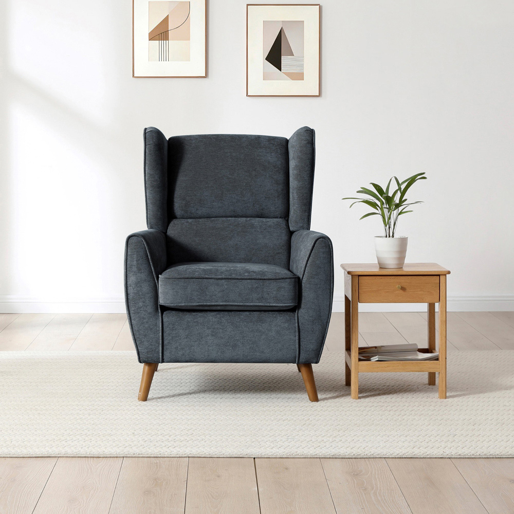 Lily Denim Chenille Wingback Armchair Image 9