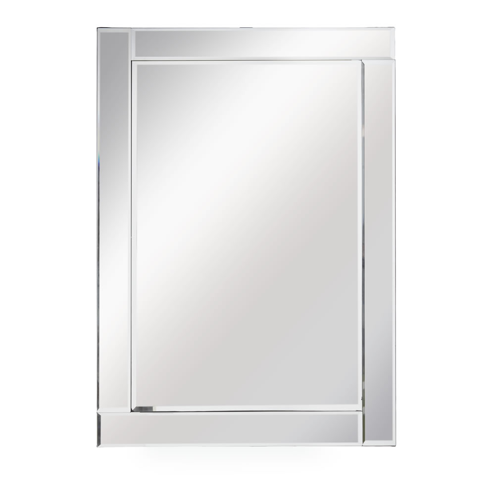 Wilko 75 x 105cm All Glass Frame Wall Mirror Image 1