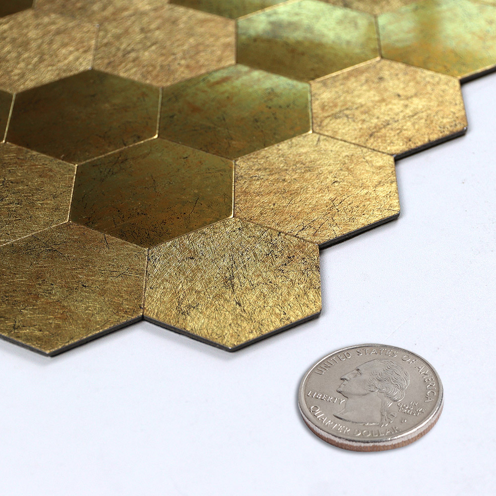 Birtwell Large Luxe Gold Hexastyle Aluminium Peel and Stick Wall Tile 290 x 288mm Image 3