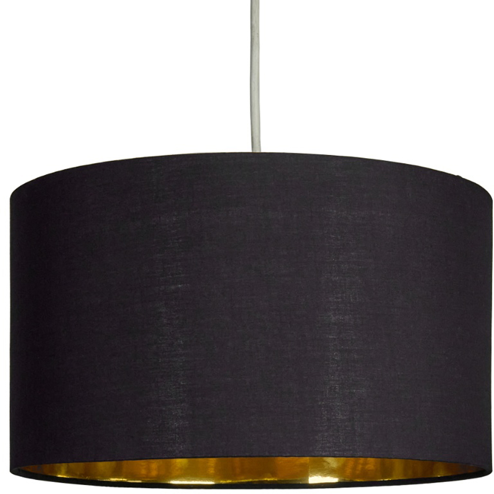 ValueLights Reni Black and Gold Inner Drum Ceiling Lamp Shade 35cm Image 1