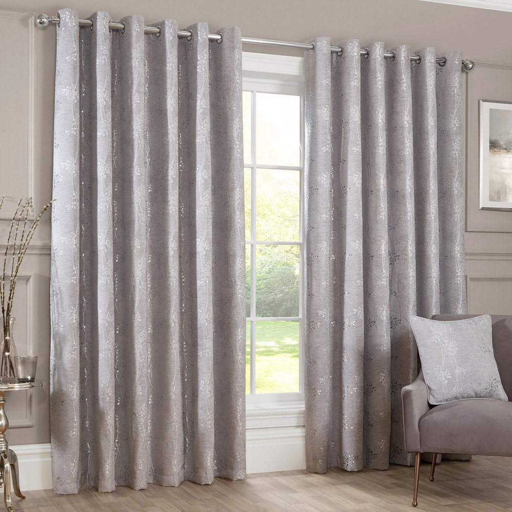Grace Chenille Curtain Grey 168cm 229cm Image 1