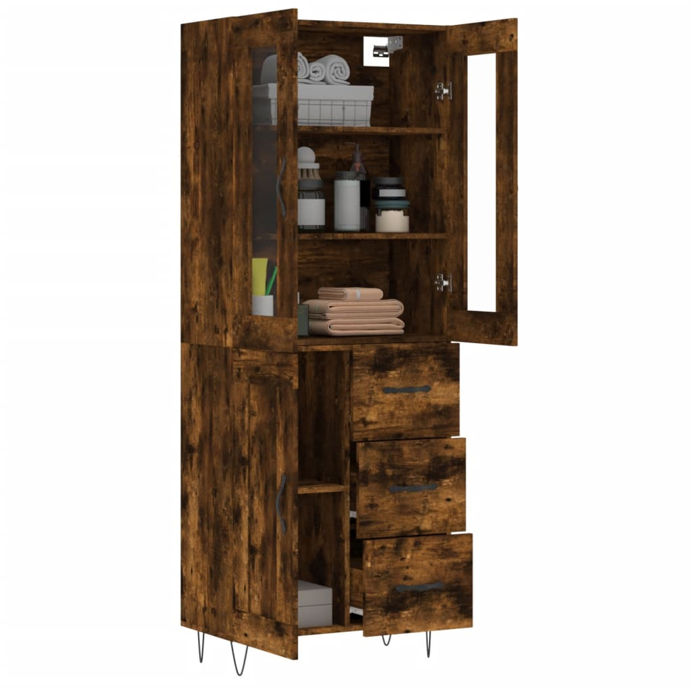 vidaXL 3 Door 3 Drawer Smoked Oak Highboard Image 3