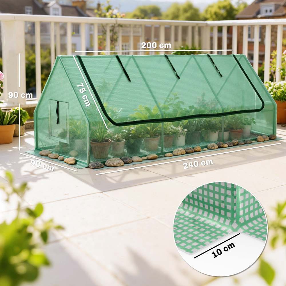 Outsunny 3 x 7.9ft Green PE Cover Portable Small Polytunnel Greenhouse Image 8