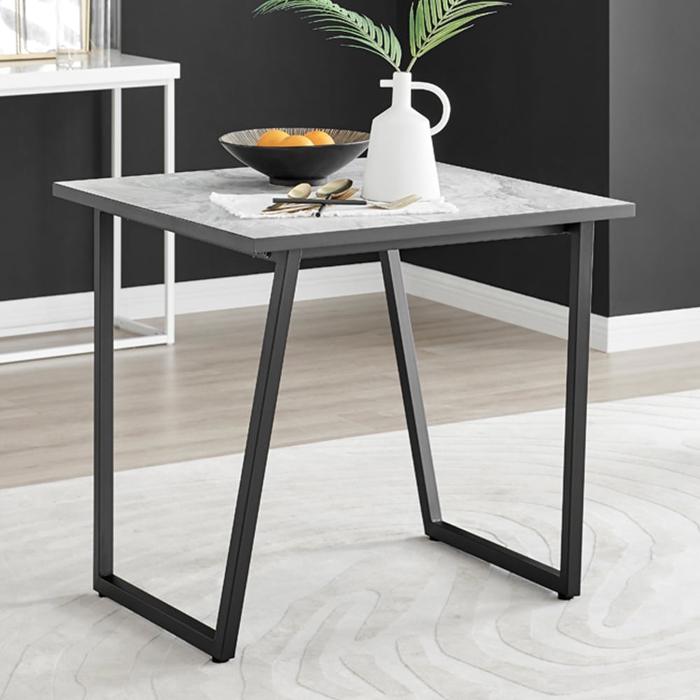 Furniturebox Copeland Cesano Marble Effect 2 Seater Dining Set White Blue and Black Image 2