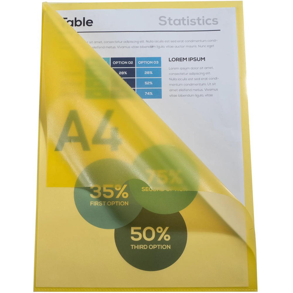 Exacompta A4 Yellow 0.12mm Grain PP Cut Flush Folder 10 Pack Image 2