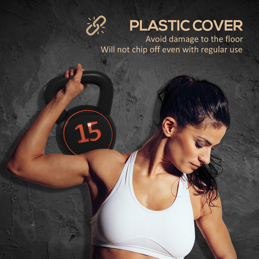 SPORTNOW Black 3 Piece Kettlebell Set with Storage Rack Image 6