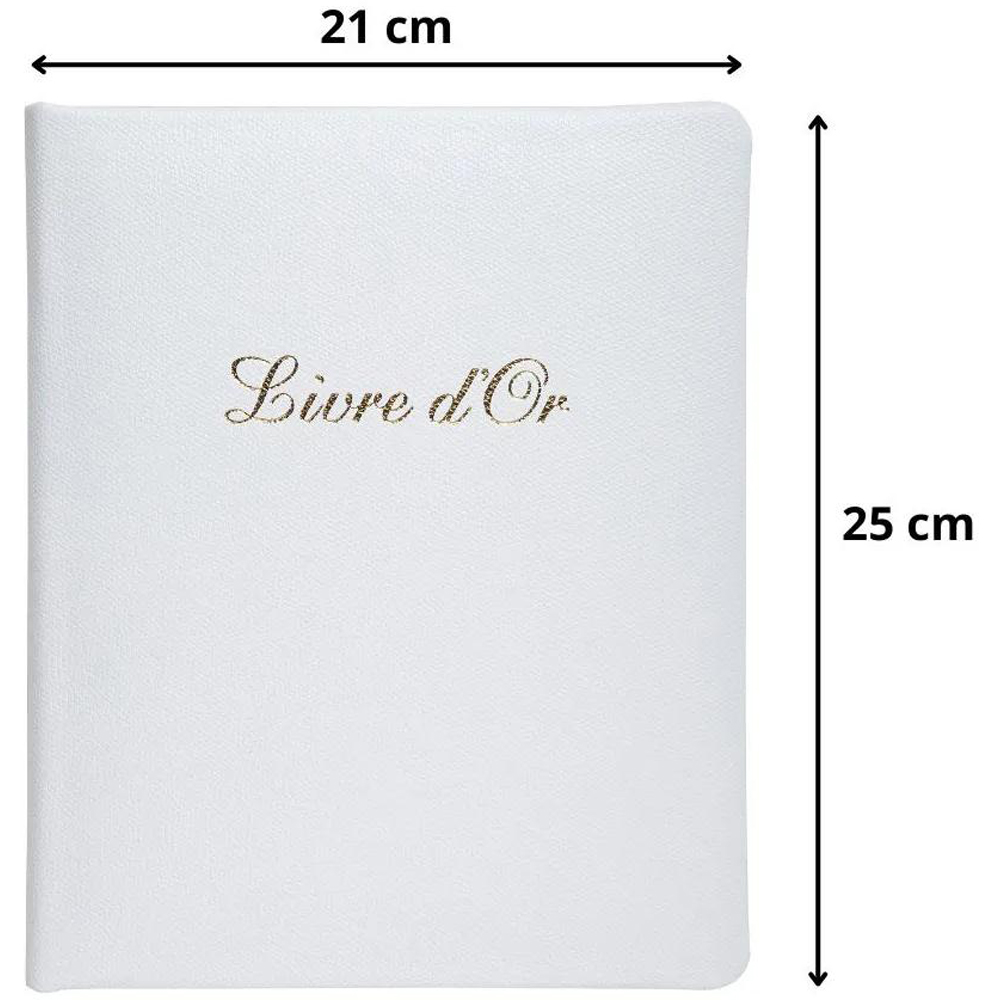 Exacompta White Leather Livre D or Guest book with French cover and Gold Edges 140 Pages Image 9