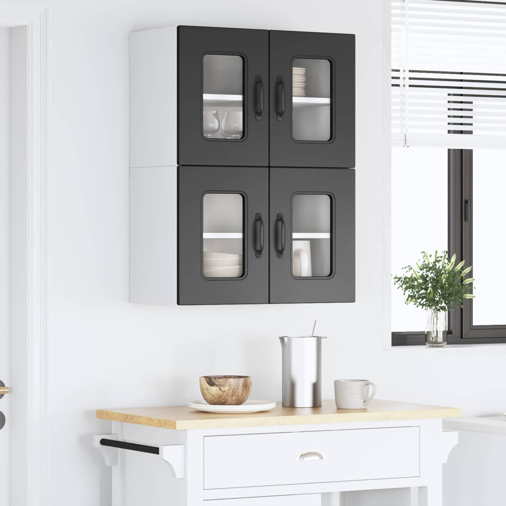 vidaXL Kalmar 2 Door Black Wall Kitchen Cabinet 2 Pack Image 9